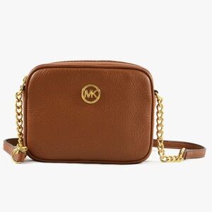 Michael Kors Brown Leather Fulton Crossbody Camera Bag - Small